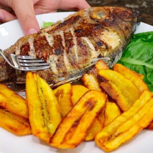 Mojara frita con pure de platano